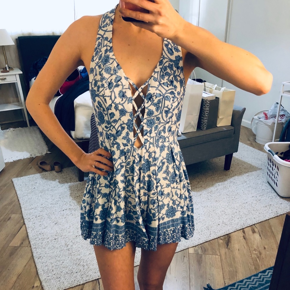 LF Blue Floral Romper